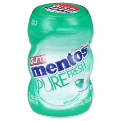 Mentos Pure Fresh Sugar-Free Chewing Gum, Spearmint, 10 Piece Bottle - 10 Pcs
