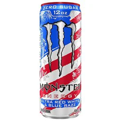 Monster Ultra Red White & Blue Razz Energy Drink- 12 Fl. Oz.