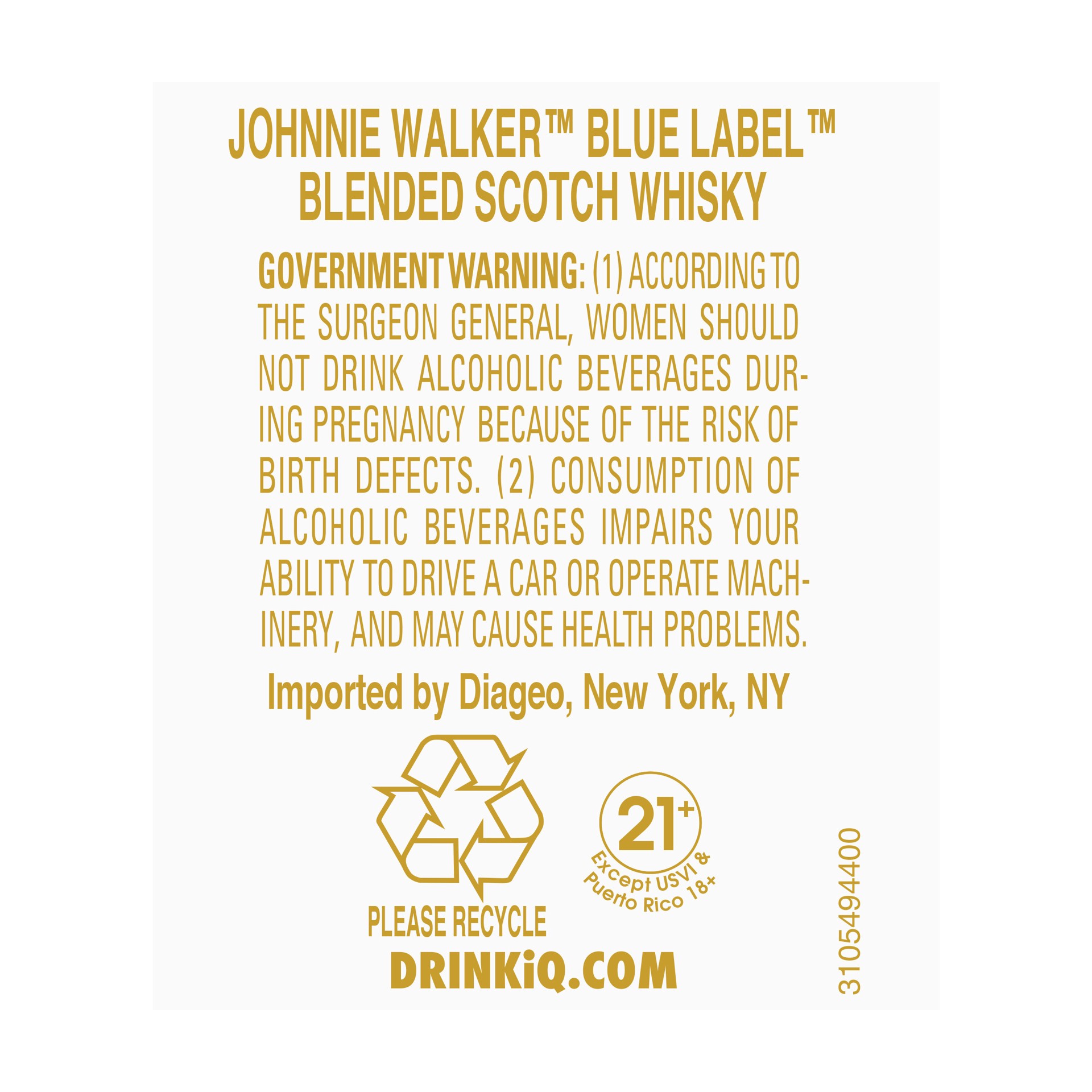 slide 6 of 6, Johnnie Walker Blue Label Blended Scotch Whisky, Miami, 750 mL, 750 ml