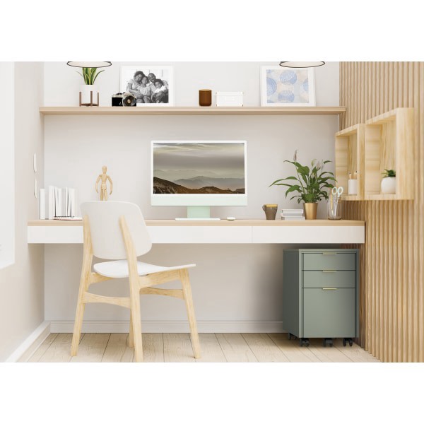 slide 2 of 6, Realspace® 18""D Wood Vertical 3-Drawer File Cabinet, Pistachio Cream, 1 ct