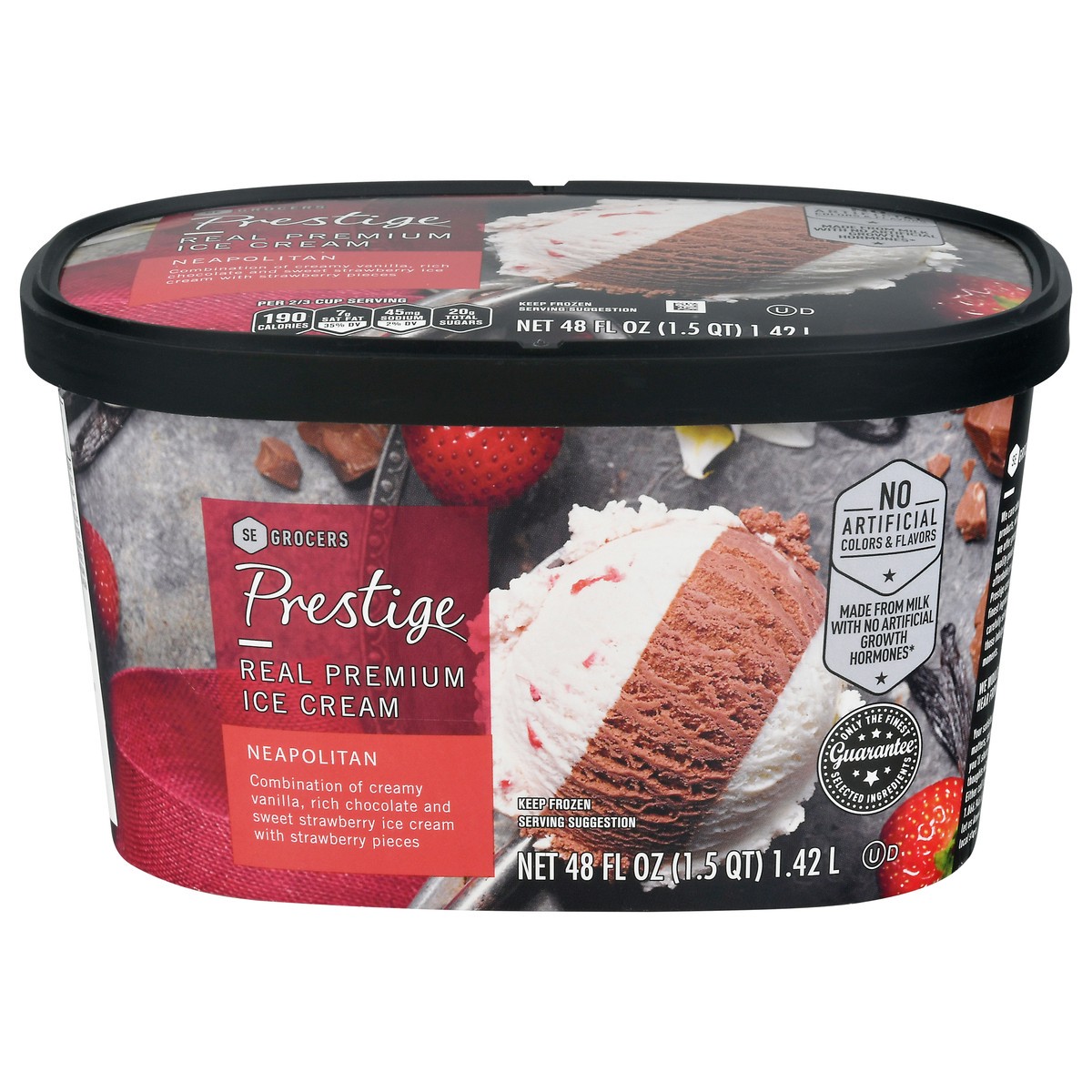 slide 1 of 9, Prestige Real Premium Ice Cream Neapolitan, 48 oz