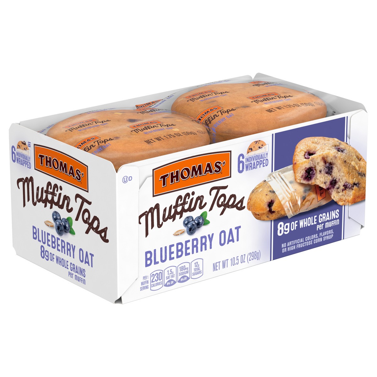 slide 2 of 9, Thomas' Blueberry Oat Muffin Tops, 6 packs, 10.5 oz, 6 ct