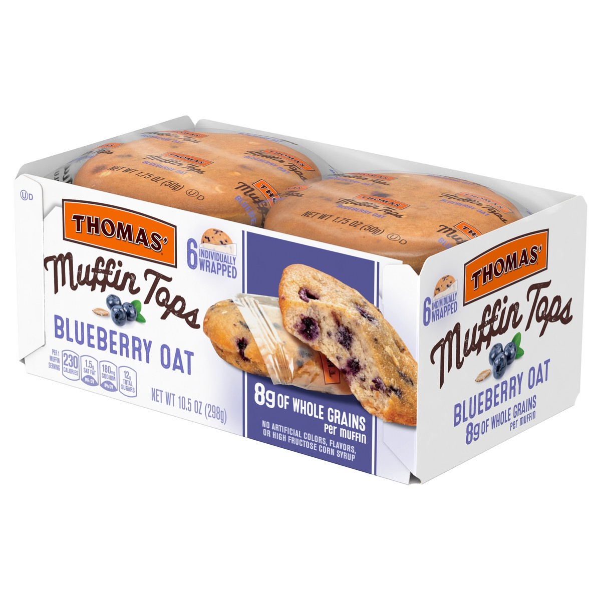 slide 4 of 9, Thomas' Blueberry Oat Muffin Tops, 6 packs, 10.5 oz, 6 ct
