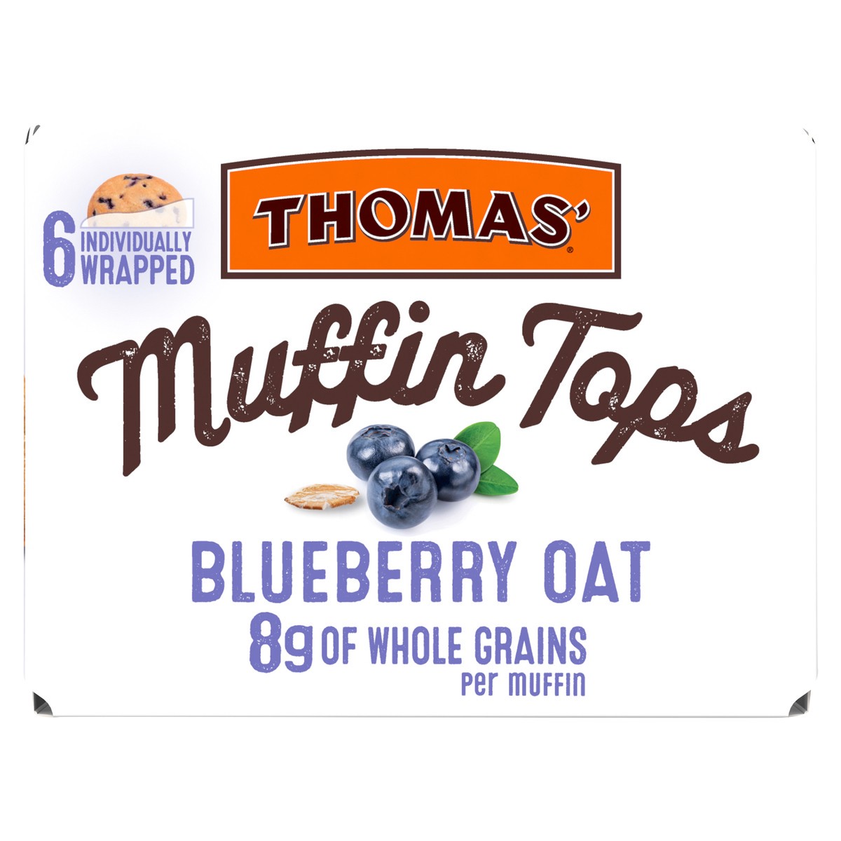 slide 8 of 9, Thomas' Blueberry Oat Muffin Tops, 6 packs, 10.5 oz, 6 ct