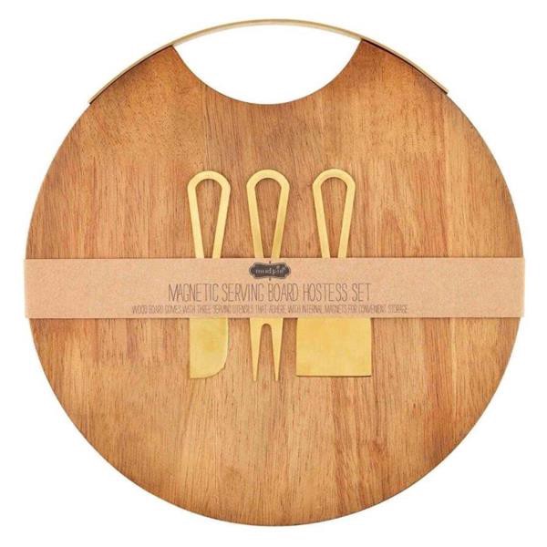 slide 1 of 1, Mud Pie Round Magnetic Serving Board Hostess Set, 1 ct