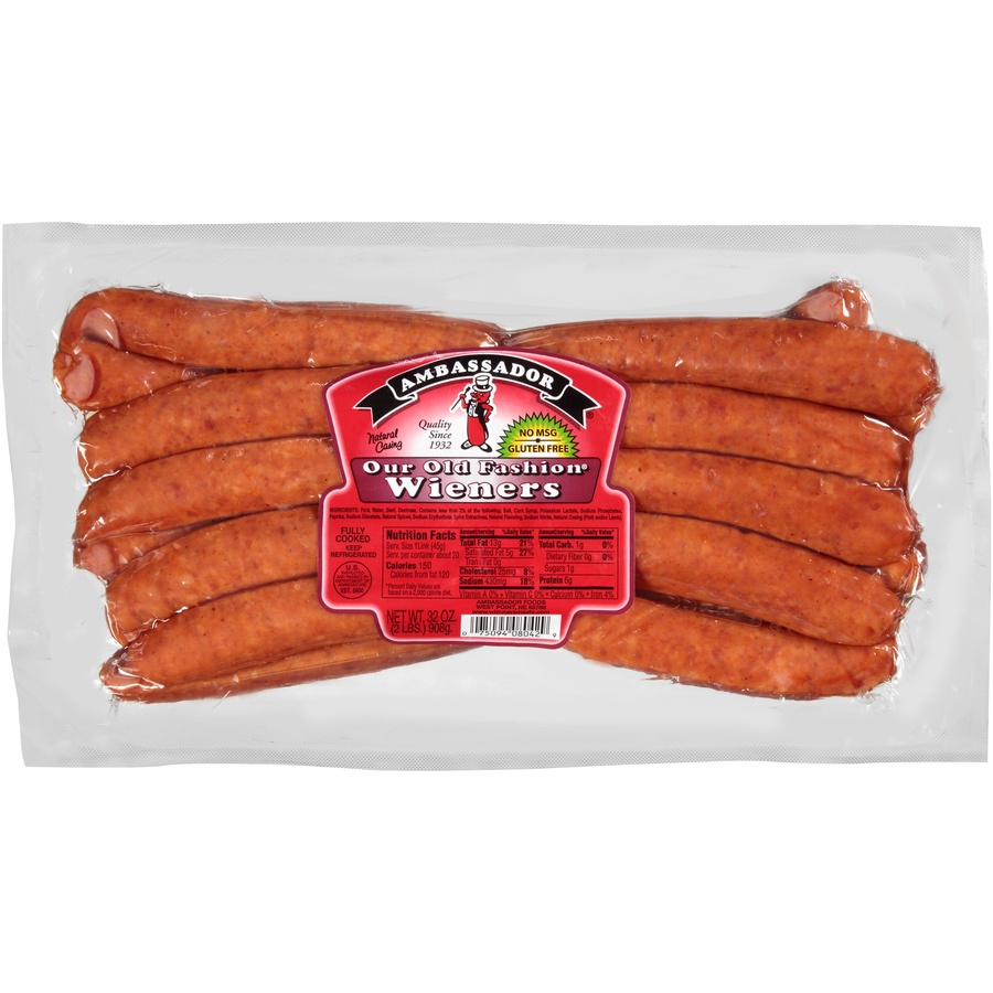 slide 1 of 6, Ambassador Natural Casing Old Fashion Weiners, 20 ct; 32 oz