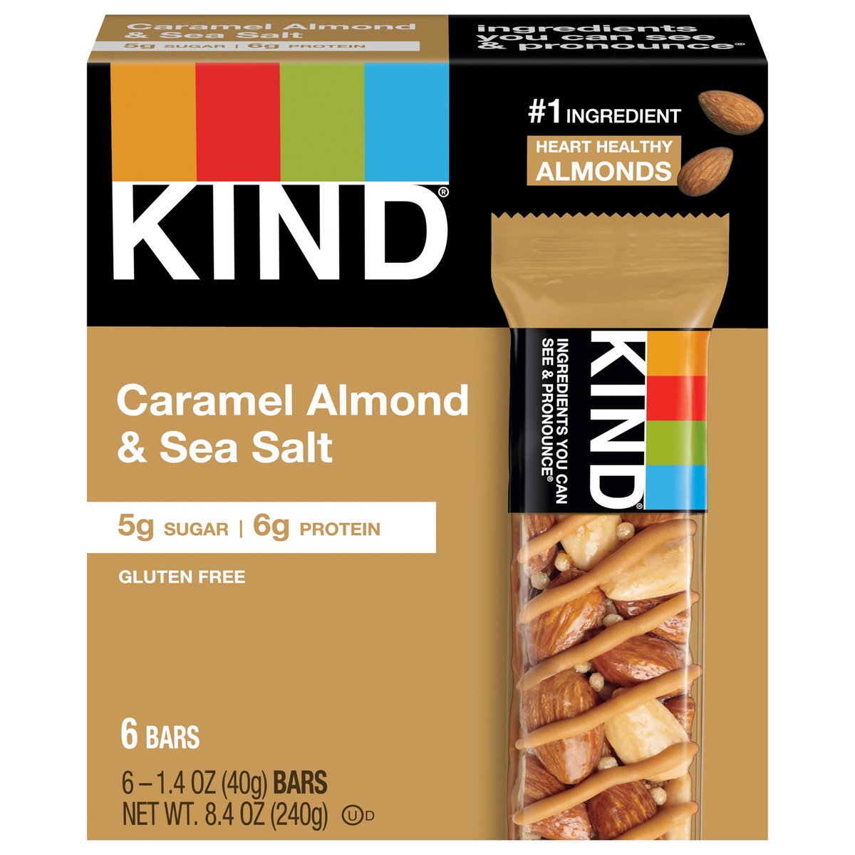 slide 1 of 6, KIND Caramel Almond & Sea Salt Bars - 8.4oz/6ct, 6 ct