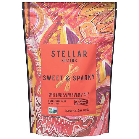 slide 1 of 1, Stellar Snacks Pretzel Braids Sweet & Sparky - 16 Oz, 16 oz