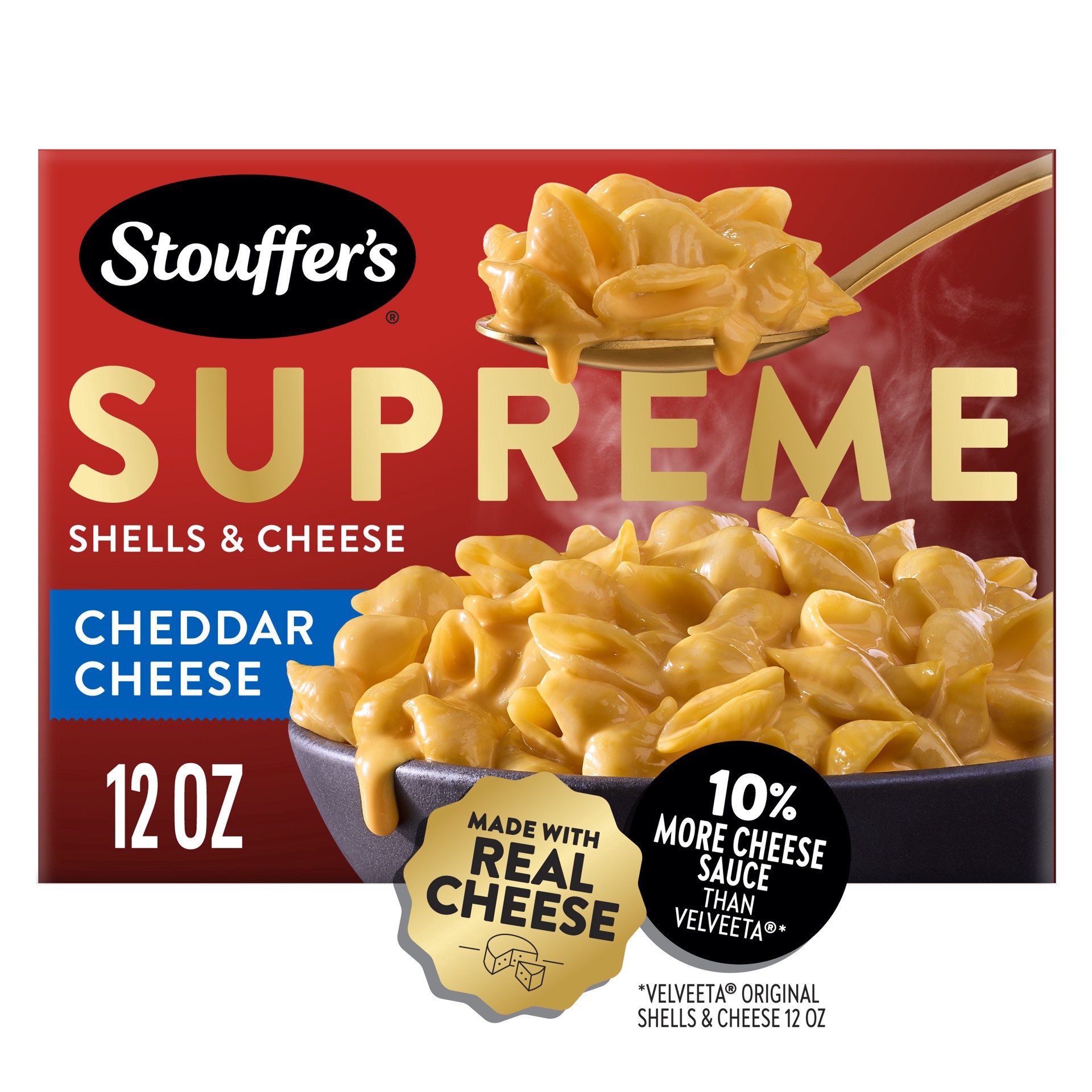 slide 1 of 1, Stouffer's Stouffer’S Supreme Shells And Cheese, Cheddar Cheese, Boxed Mac & Cheese, Dinner Kit, 12 oz