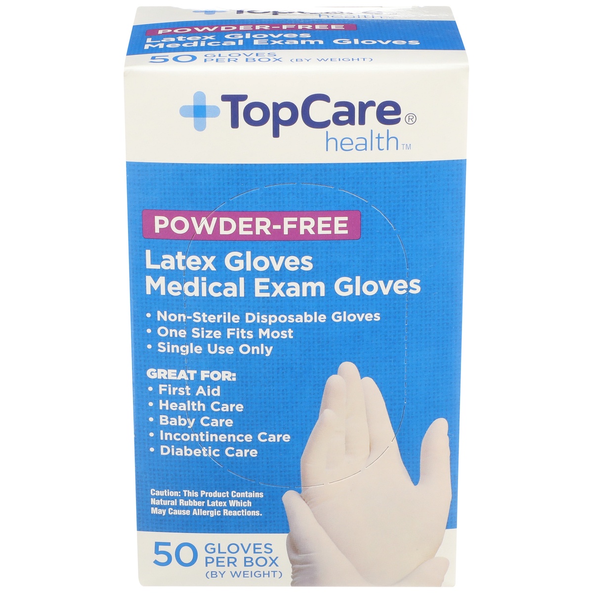 slide 1 of 1, TopCare Latex Gloves, 50 ct