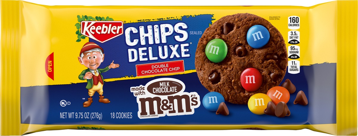 slide 6 of 13, Keebler Brands 05874 154730 Chips Deluxe DblChocolateM&M OW Everyday 9.75oz No PMT_3D Keebler_CCC, 9.75 oz
