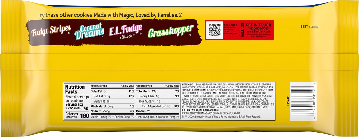 slide 5 of 13, Keebler Brands 05874 154730 Chips Deluxe DblChocolateM&M OW Everyday 9.75oz No PMT_3D Keebler_CCC, 9.75 oz