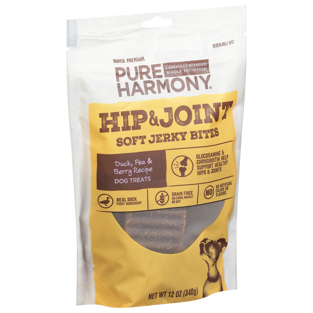 slide 7 of 9, Pure Harmony Super Premium Soft Jerky Bites Hip & Joint Duck, Pea & Berry Recipe Dog Treats 12 oz, 12 oz