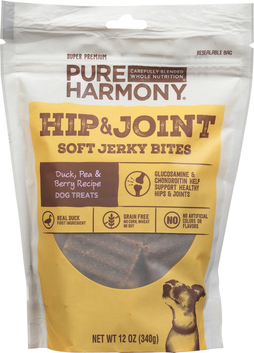 slide 8 of 9, Pure Harmony Super Premium Soft Jerky Bites Hip & Joint Duck, Pea & Berry Recipe Dog Treats 12 oz, 12 oz