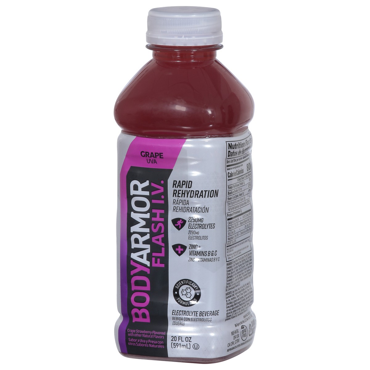 slide 10 of 15, BODYARMOR Flash I.V. Grape Electrolyte Sports Drink, 20 fl oz Bottle, 20 oz