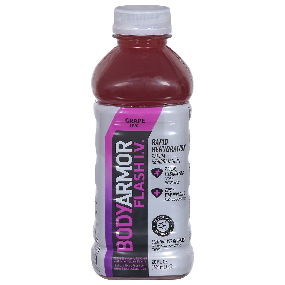slide 15 of 15, BODYARMOR Flash I.V. Grape Electrolyte Sports Drink, 20 fl oz Bottle, 20 oz