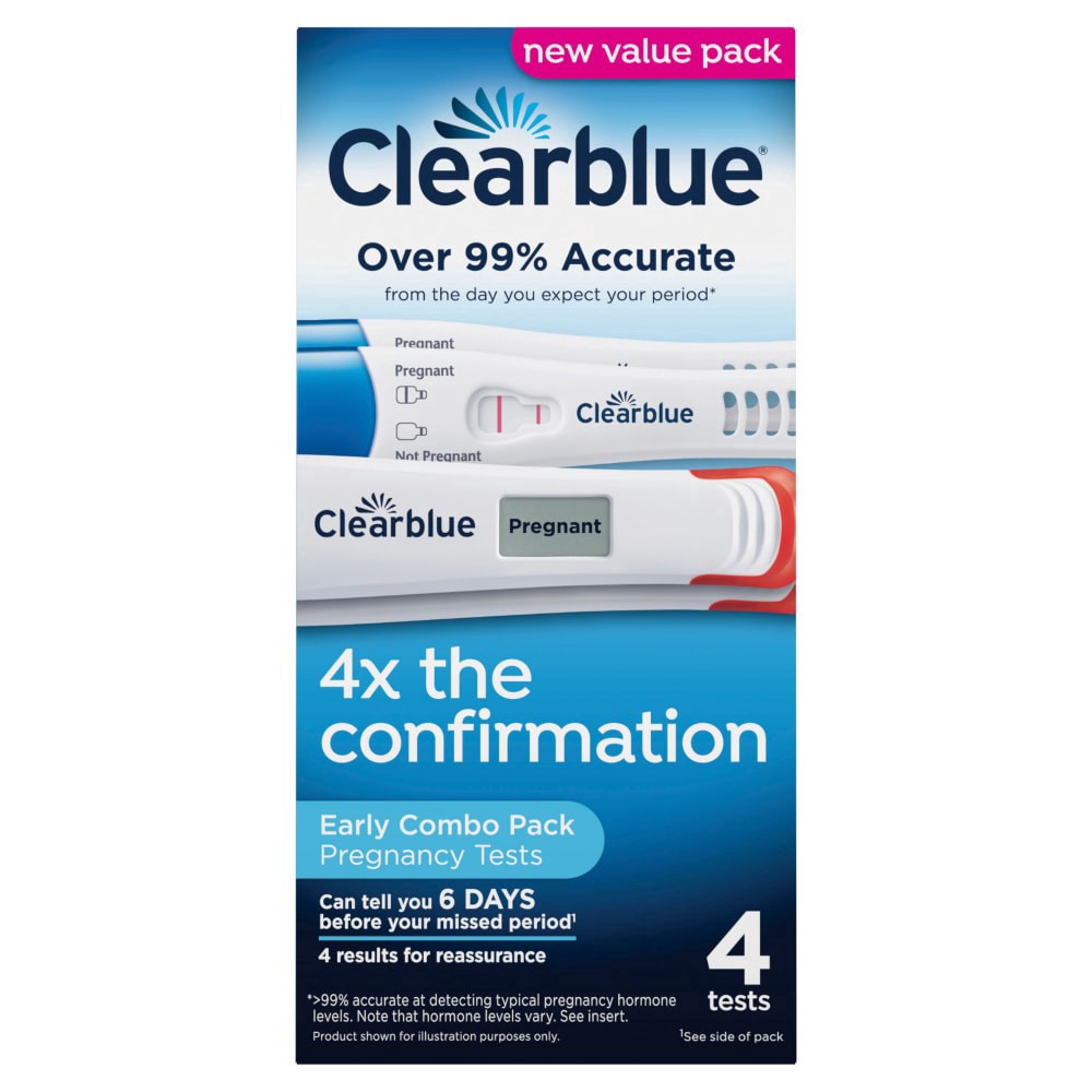 slide 1 of 1, Clearblue Early Pregnancy Test Kit, Results 6 Days Sooner, At Home Pregnancy Test Kit for Women, hCG Hormone Pregnancy Tests with Easy to Read Results, 4 Tests, 4 ct