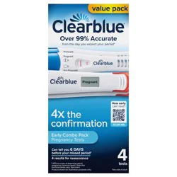 Clearblue Early Pregnancy Test Kit, Results 6 Days Sooner, At Home Pregnancy Test Kit for Women, hCG Hormone Pregnancy Tests with Easy to Read Results, 4 Tests