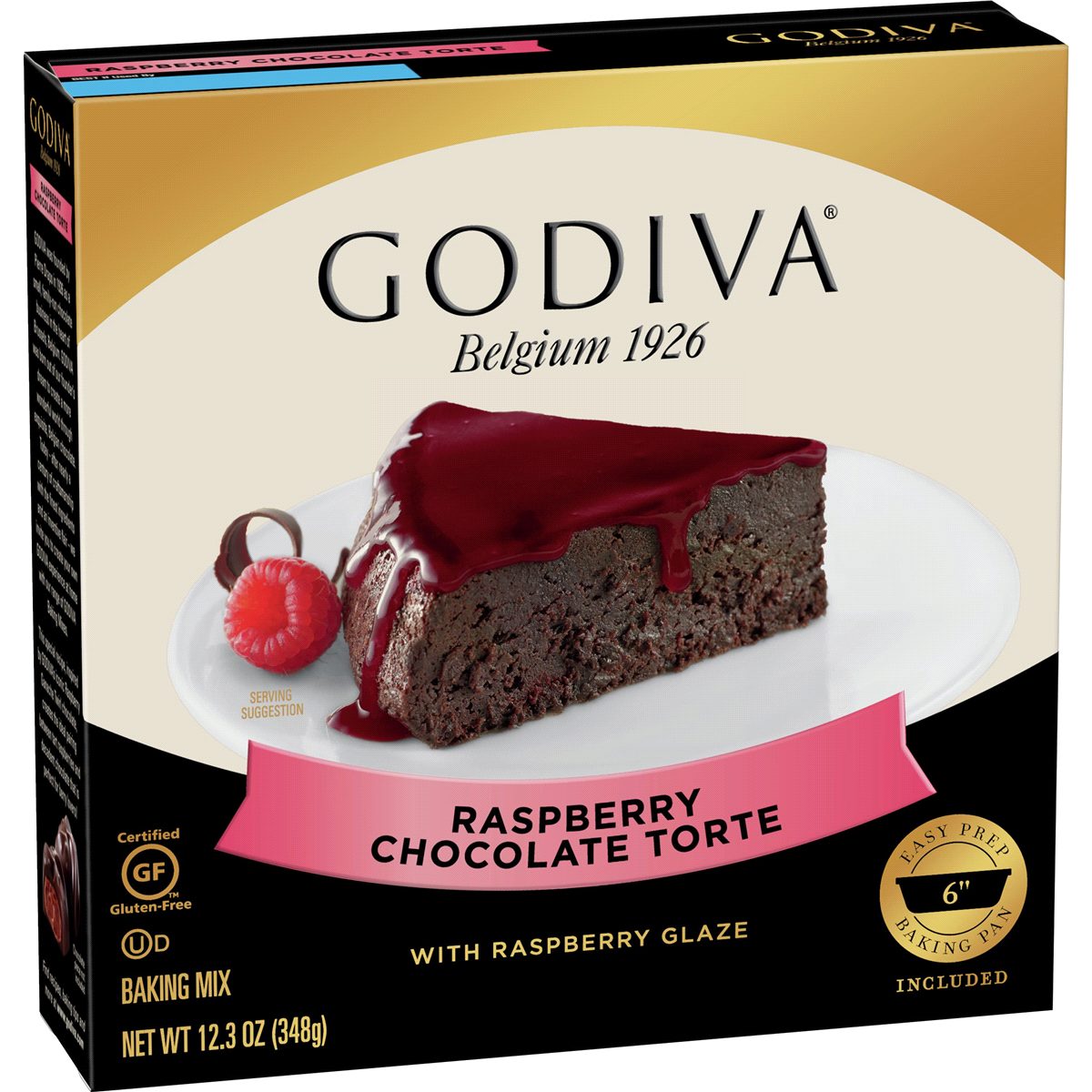 slide 1 of 3, Godiva Raspberry Chocolate Torte, 12.3 oz