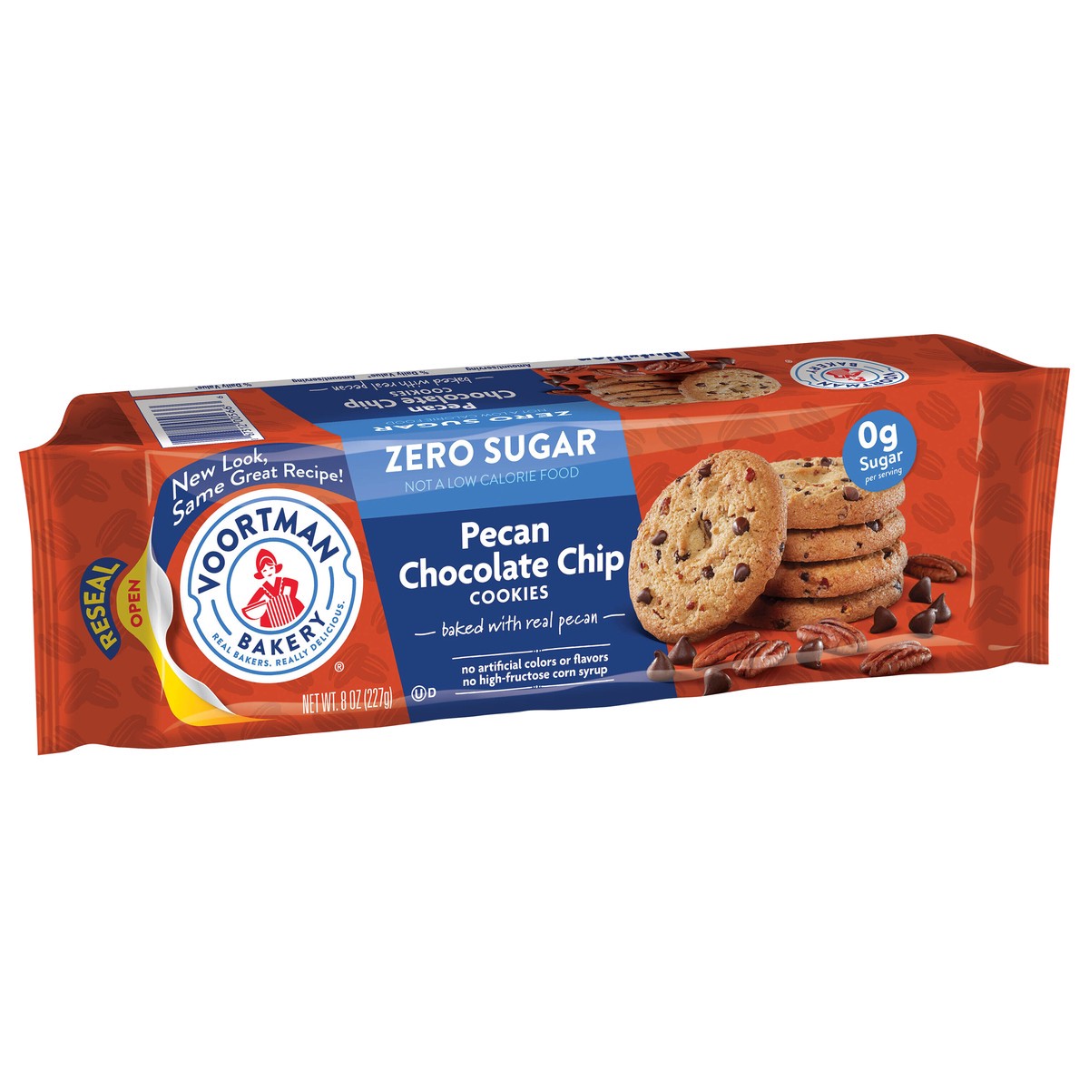 slide 8 of 11, VOORTMAN Bakery Zero Sugar Pecan Chocolate Chip Cookies 8 oz, 8 oz