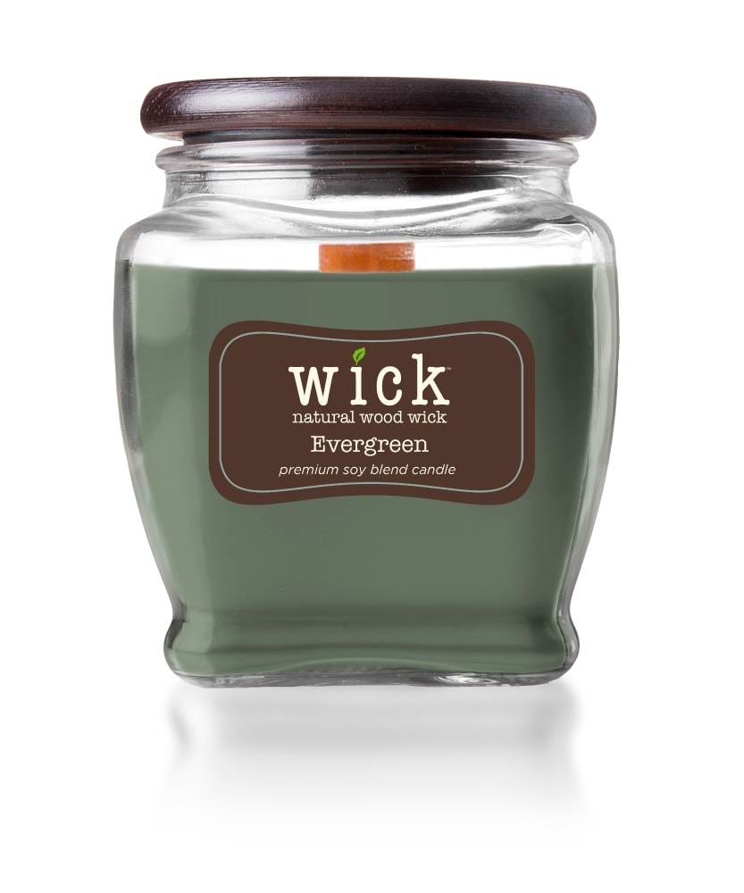 slide 1 of 1, Wick Evergreen Jar Candle - Green, 15 oz