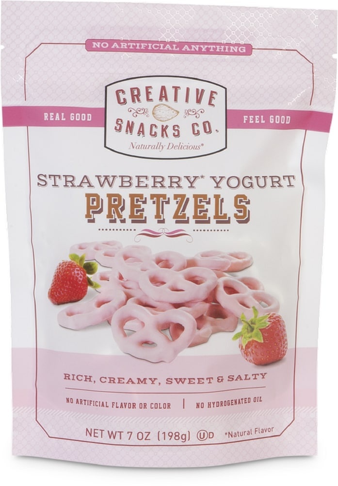slide 1 of 1, Creative Snacks Co. Strawberry Yogurt Pretzels, 7 oz