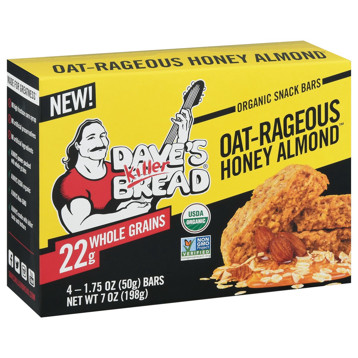 slide 3 of 11, Dave's Killer Bread Snack Bars, Organic, Oat-Rageous Honey Almond, 4 ct