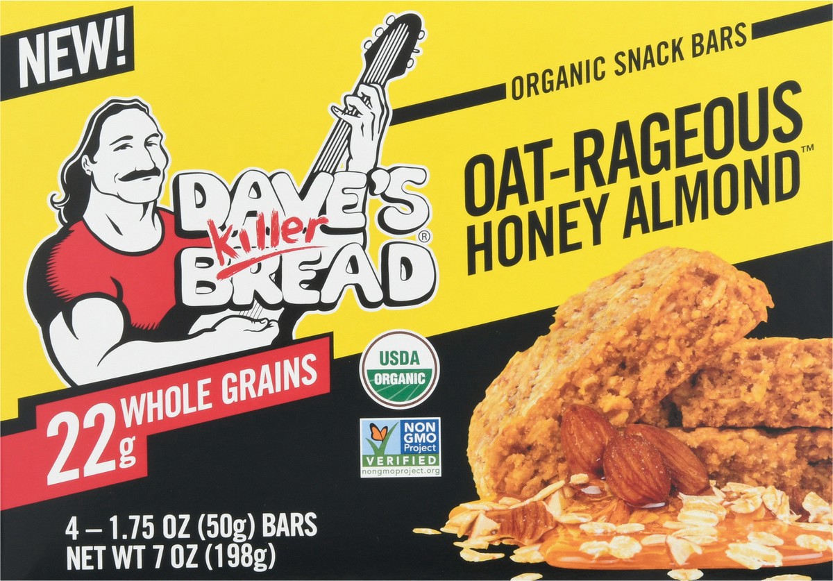 slide 5 of 11, Dave's Killer Bread Snack Bars, Organic, Oat-Rageous Honey Almond, 4 ct
