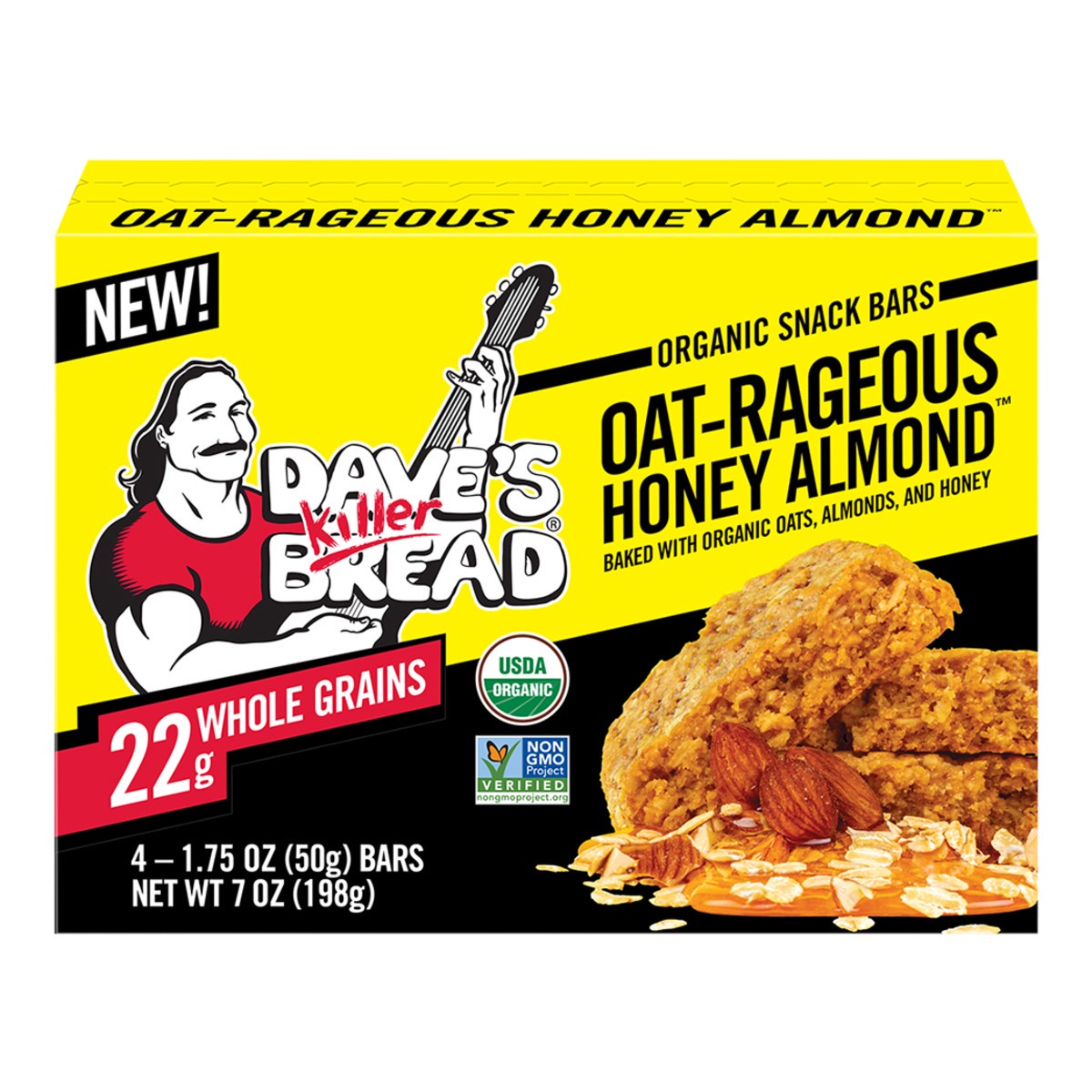 slide 1 of 11, Dave's Killer Bread Snack Bars, Organic, Oat-Rageous Honey Almond, 4 ct
