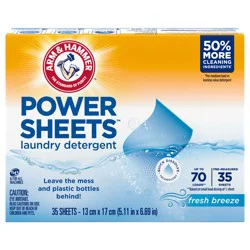 ARM & HAMMER Power Sheets Laundry Detergent, Fresh Breeze 35 ct, up to 70 small loads
