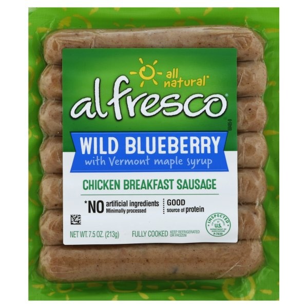 slide 1 of 1, Al Fresco Breakfast Sausage, Chicken, Wild Blueberry, 7.5 oz