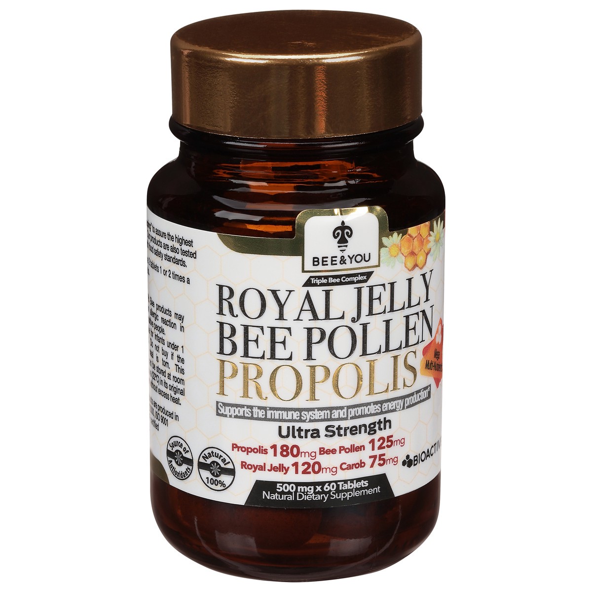 slide 4 of 10, Bee&You Royal Jelly Bee Pollen Propolis Tablet Ultra Strength, 1.05 Oz, 15 oz