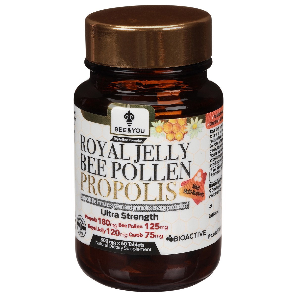 slide 5 of 10, Bee&You Royal Jelly Bee Pollen Propolis Tablet Ultra Strength, 1.05 Oz, 15 oz