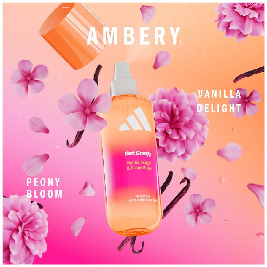 slide 2 of 5, Adidas Get Comfy Vanilla Delight & Peony Bloom Fragrance Hair & Body Mist 7.9 fl oz, 7.9 fl oz