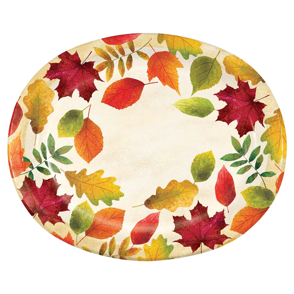 slide 1 of 1, Creative Converting Colorful Leaves Party Oval Platters, 8 ct