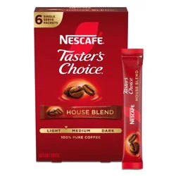 Nescafé NESCAFÉ Taster's Choice, Instant Coffee Packets, Light Medium Roast Coffee, House Blend, 1 Box (6 Packets)