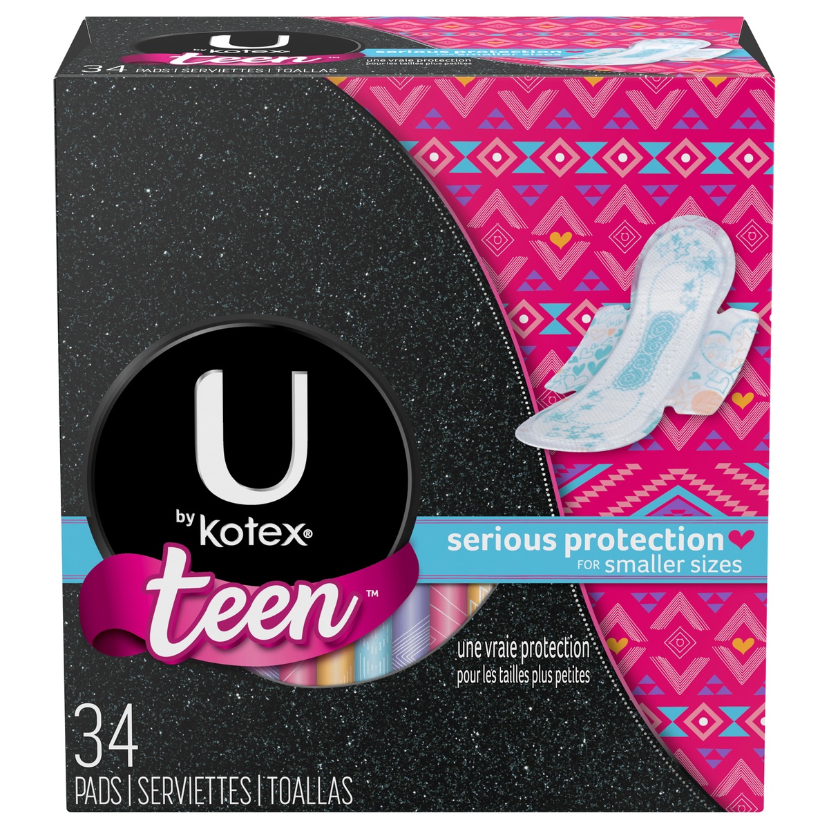 slide 1 of 3, Kotex Teen Serious Protection Pads, 34 ct
