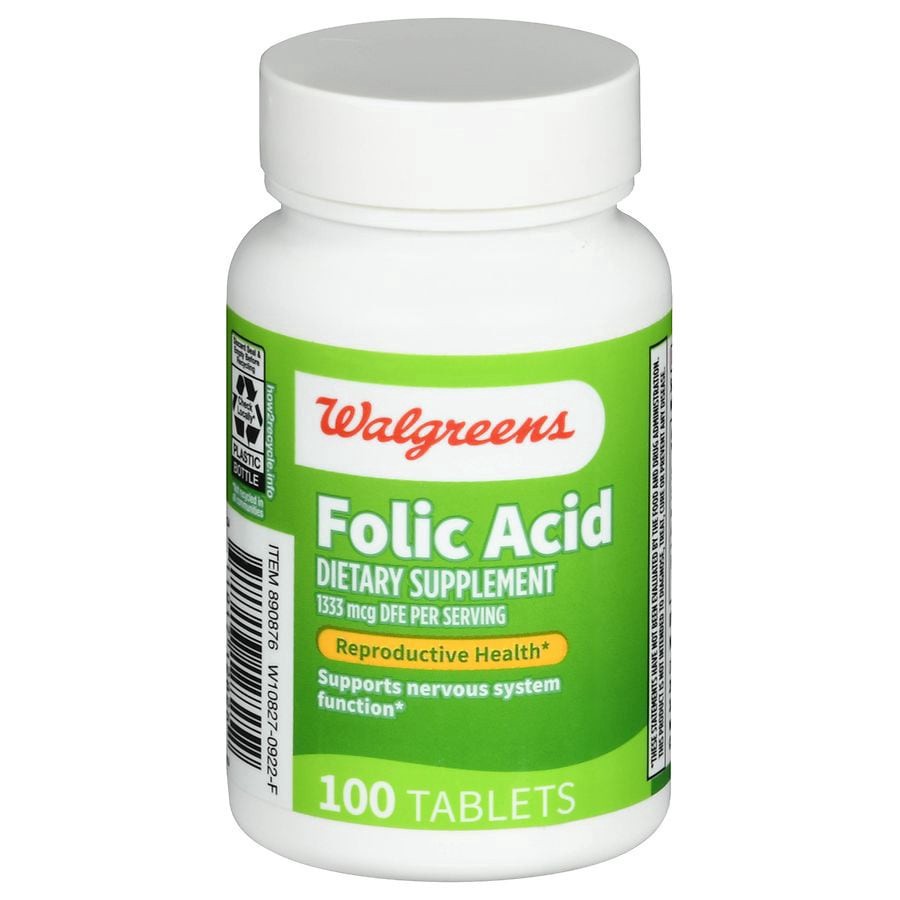 slide 1 of 1, Walgreens Folic Acid 1333 mcg DFE Tablets, 100 ct