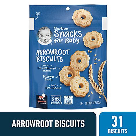 slide 1 of 1, Gerber Arrowroot Biscuit Snack Bag For Baby - 5.5 Oz, 5.5 oz