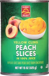 Sunny Select Yellow Cling Peach Slices in 100% Juice 15 oz