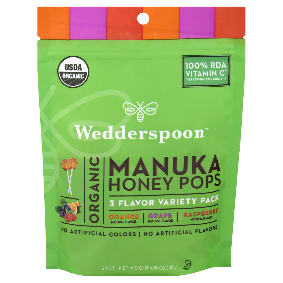 slide 6 of 13, Wedderspoon Organic Manuka Orange Flavored/Grape Flavored/Raspberry Flavored Honey Pops Variety Pack 24 ea, 24 ct