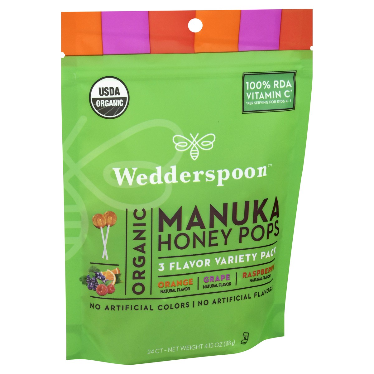 slide 5 of 13, Wedderspoon Organic Manuka Orange Flavored/Grape Flavored/Raspberry Flavored Honey Pops Variety Pack 24 ea, 24 ct