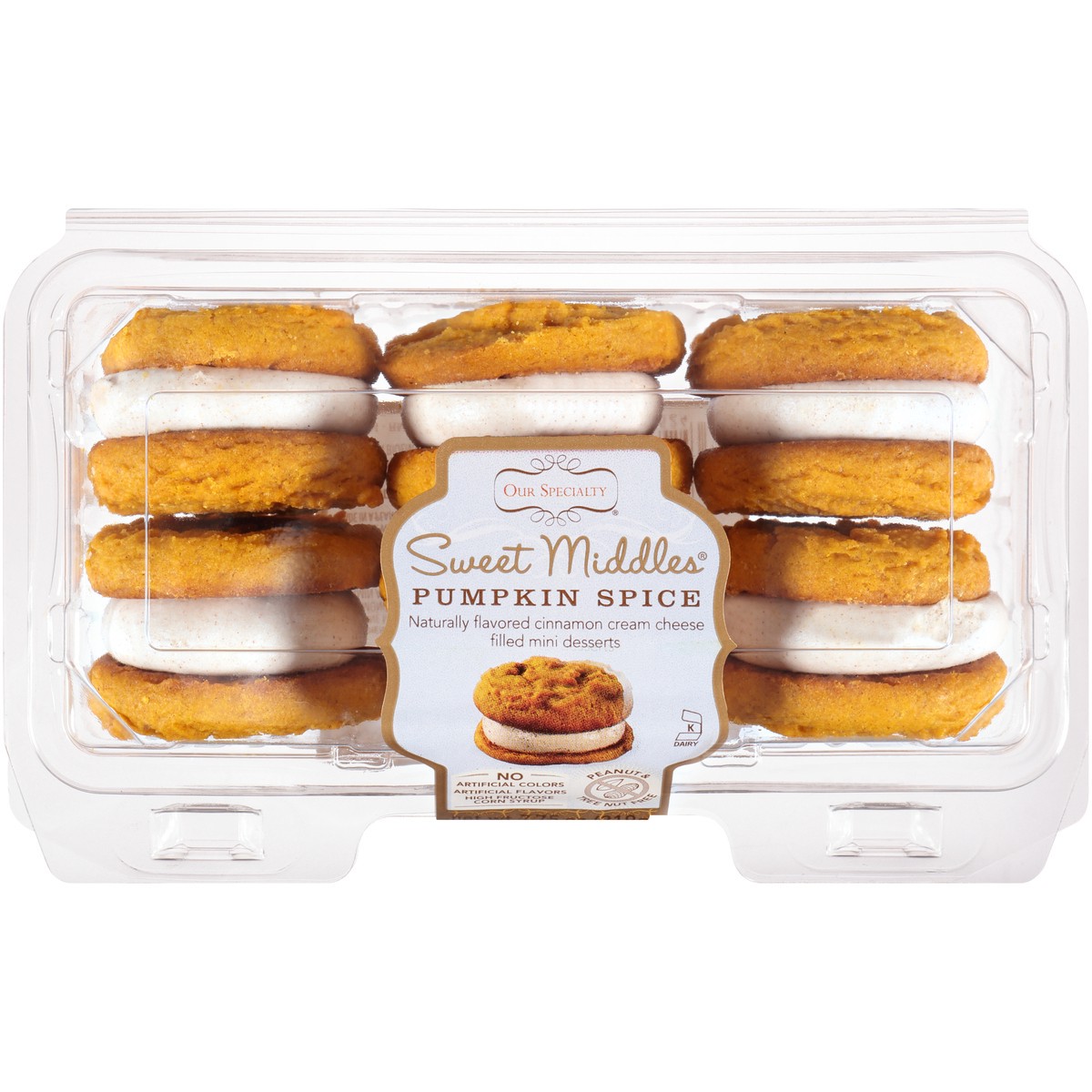 slide 1 of 1, Our Specialty Sweet Middles Pumpkin Spice Cinnamon Cream Cheese Filled Mini Desserts 7.75 oz. Clamshell, 7.75 oz