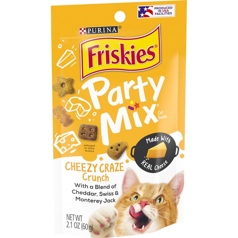 slide 7 of 9, Friskies Purina Friskies Cat Treats, Party Mix Cheezy Craze Crunch, 2.1 oz