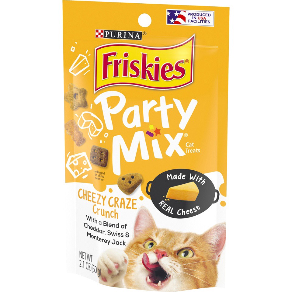 slide 3 of 9, Friskies Treats Purina Friskies Party Mix Crunch Cheezy Craze Cat Treats, 2.1 oz