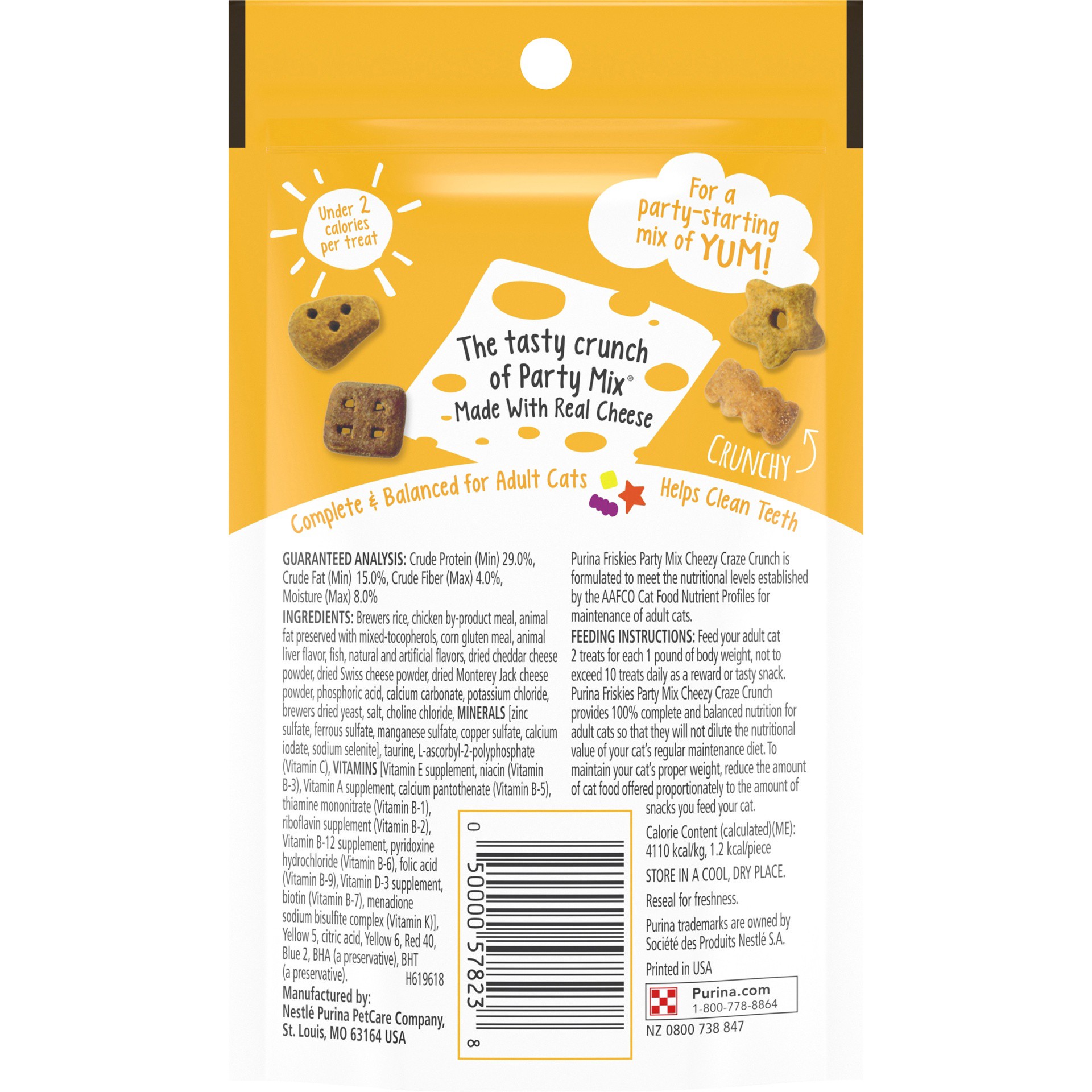 slide 5 of 9, Friskies Purina Friskies Cat Treats, Party Mix Cheezy Craze Crunch, 2.1 oz