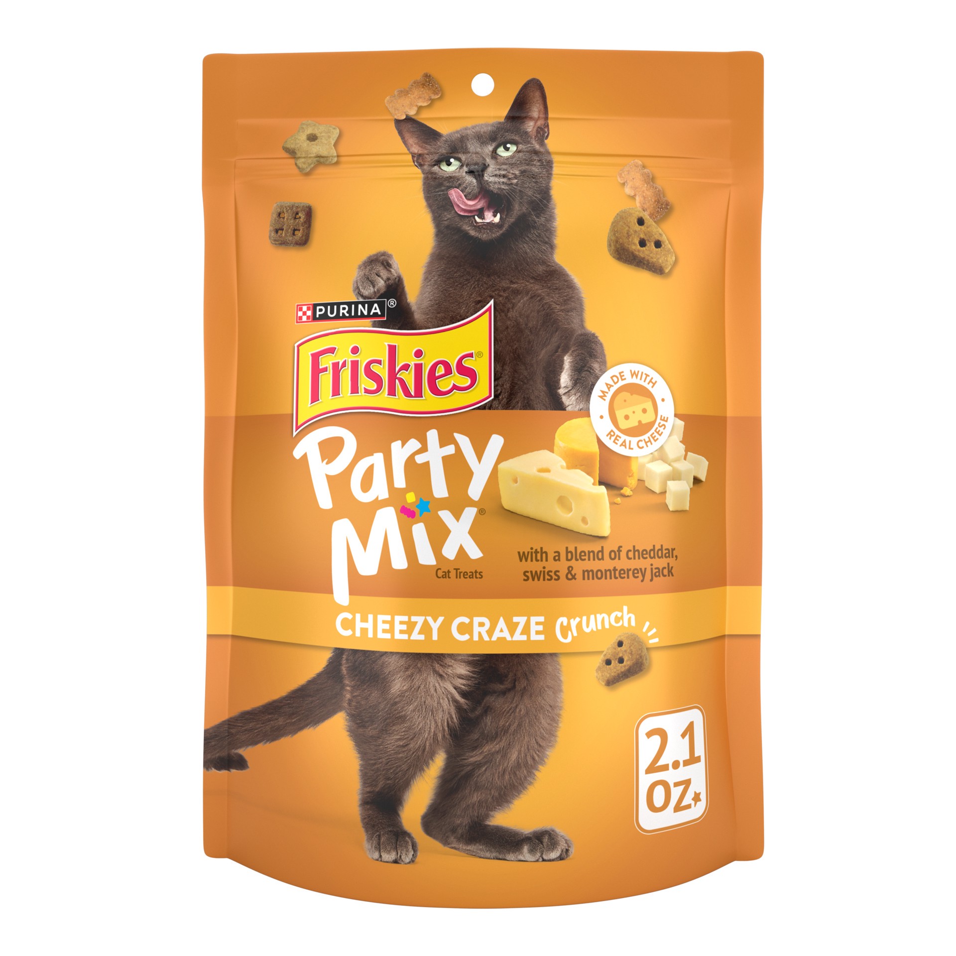 slide 1 of 9, Friskies Purina Friskies Cat Treats, Party Mix Cheezy Craze Crunch, 2.1 oz