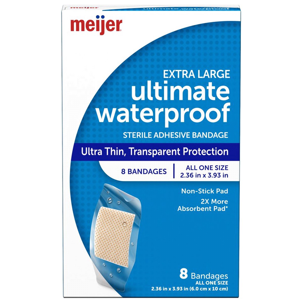 slide 1 of 5, Meijer Extra Large Ultimate Waterproof Bandage, 8 ct