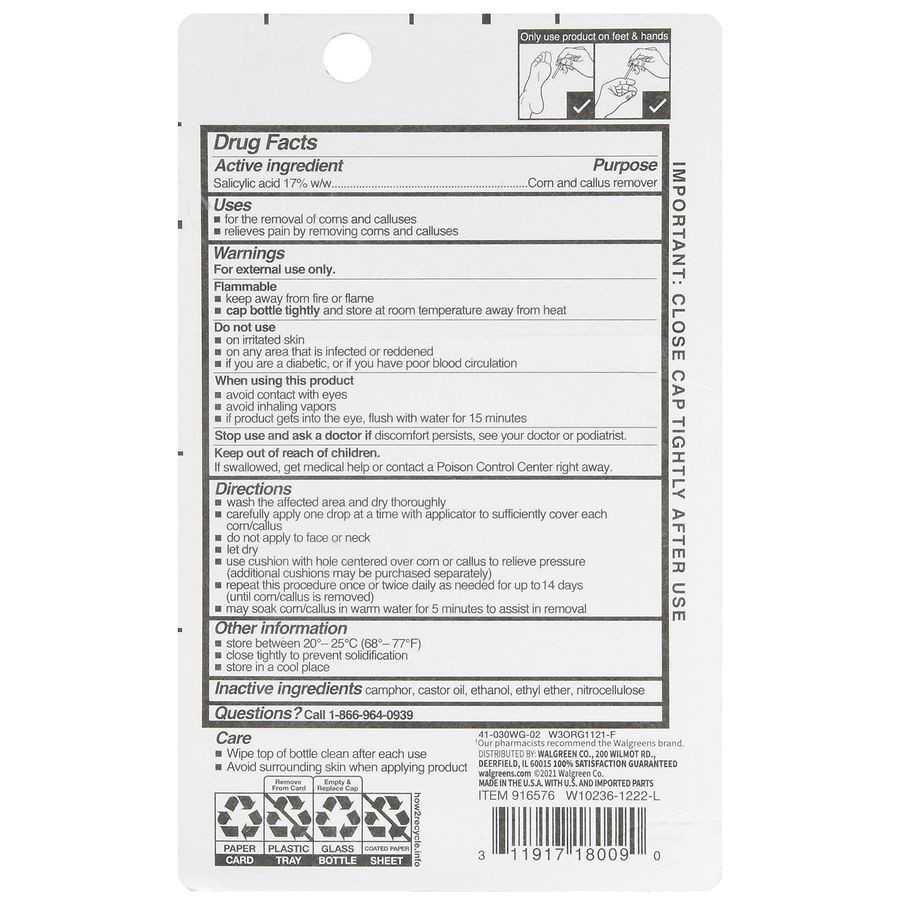 slide 2 of 5, Walgreens Liquid Corn And Callus Remover, 0.33 oz