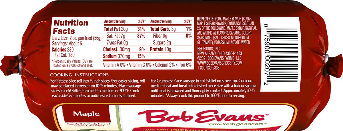 slide 3 of 5, Bob Evans Premium Maple Pork Sausage Roll, 16 oz, 16 oz